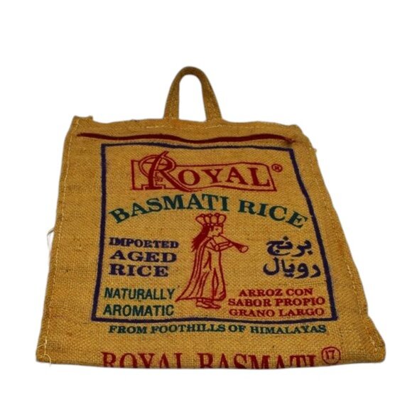 Handmade Tote Royal Basmati Rice Burlap Bag - Picture 1 of 2